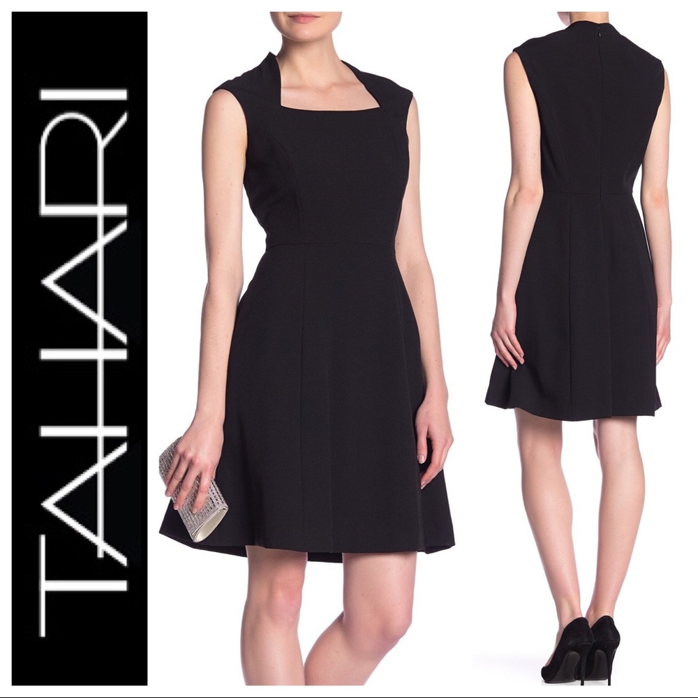 NWT Tahari Cap Sleeve Square Neck Matte Dress